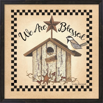 Framed We Are Blessed Birdhouse Print