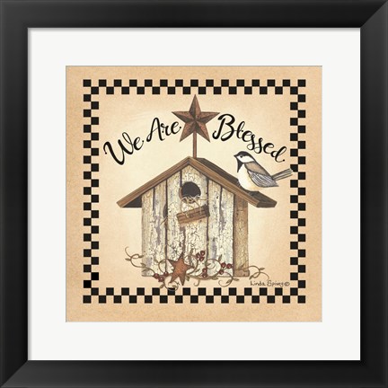 Framed We Are Blessed Birdhouse Print