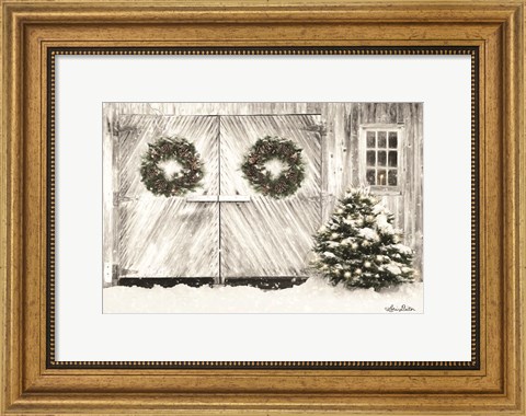Framed Christmas Barn Doors Print
