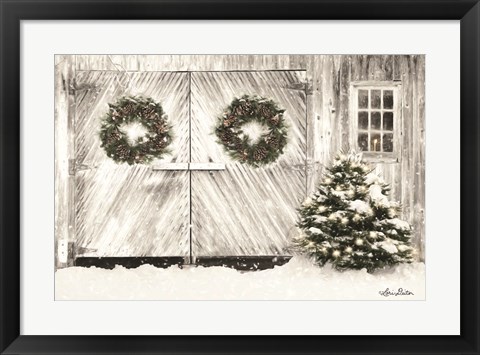 Framed Christmas Barn Doors Print