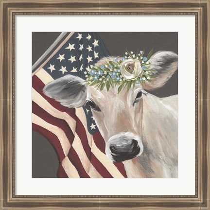 Framed Patriotic Cow Print