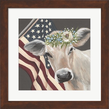 Framed Patriotic Cow Print