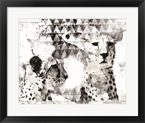 Framed Modern Black &amp; White Cheetahs Print