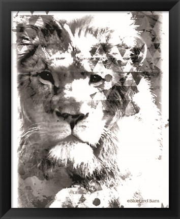 Framed Modern Black &amp; White Lion Print