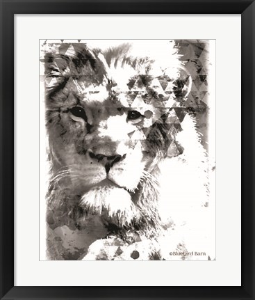 Framed Modern Black &amp; White Lion Print