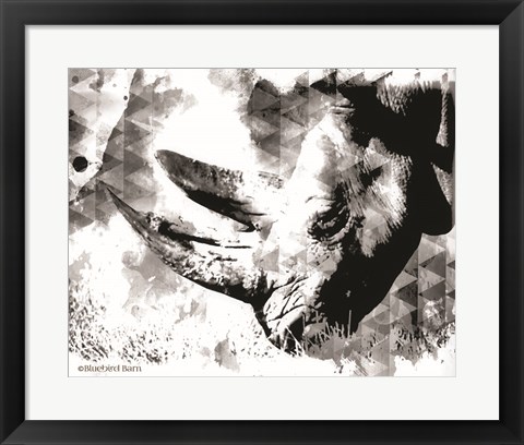 Framed Modern Black &amp; White Rhino Print