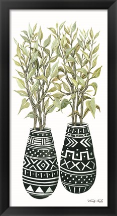 Framed Mud Cloth Vase I Print