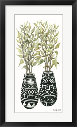 Framed Mud Cloth Vase I Print