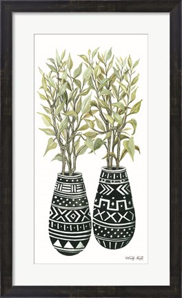 Framed Mud Cloth Vase I Print