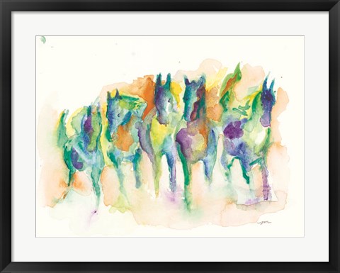 Framed Watercolor Horses Print