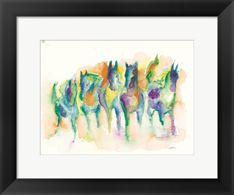 Framed Watercolor Horses Print