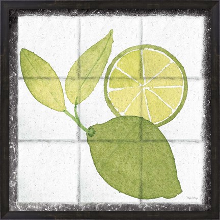 Framed Citrus Tile VII Black Border Print