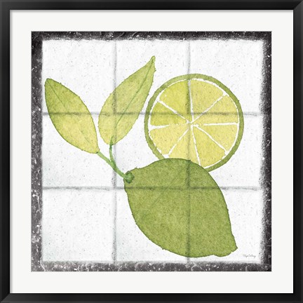 Framed Citrus Tile VII Black Border Print