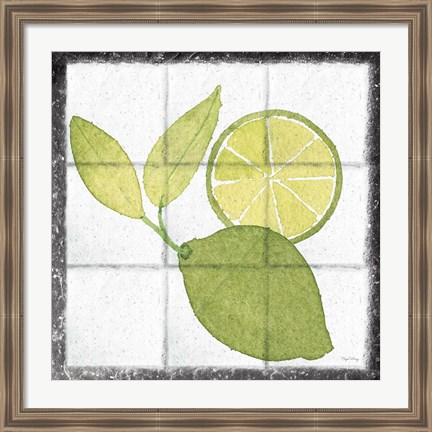 Framed Citrus Tile VII Black Border Print