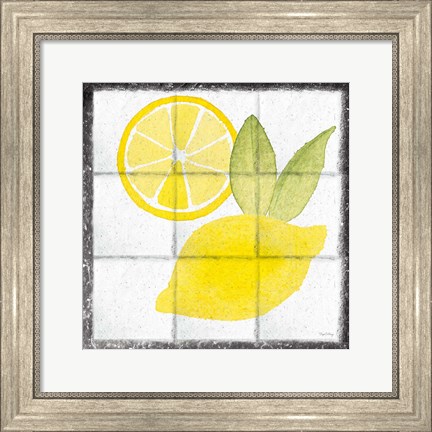 Framed Citrus Tile VI Black Border Print