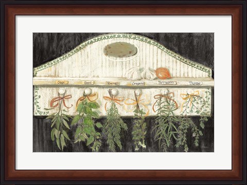 Framed Herbs on Pegs Black Print