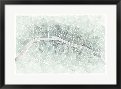 Framed Watercolor Wanderlust Paris Mint Print