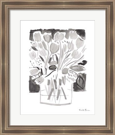 Framed Lemon Gray Tulips I Print