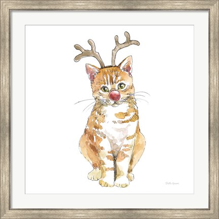 Framed Christmas Kitties III Square Print