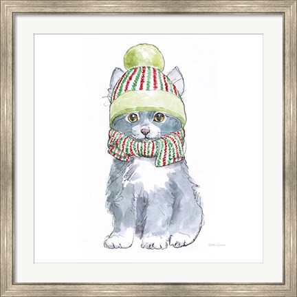 Framed Christmas Kitties II Square Print