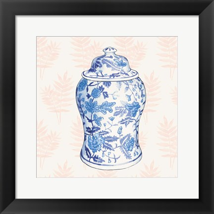 Framed Ginger Jar VI Coral No Border Print