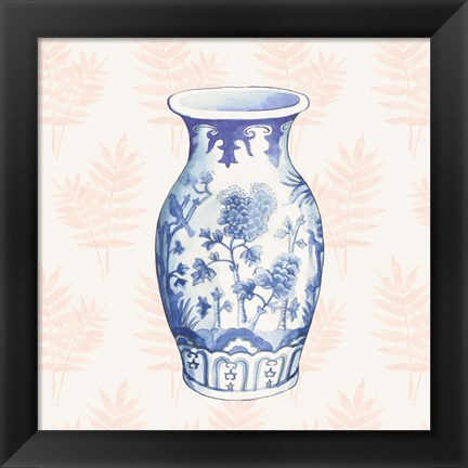 Framed Ginger Jar II Coral No Border Print