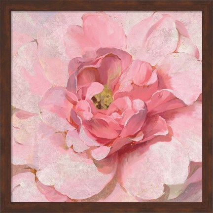 Framed Blushing Metallic Peony Print