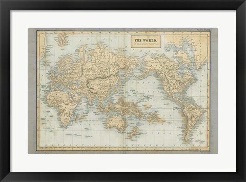 Framed World Map Neutral Print