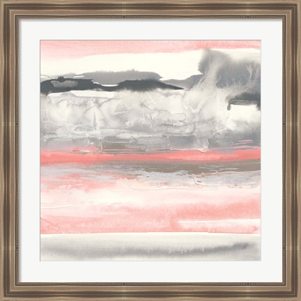 Framed Charcoal and Coral I Print