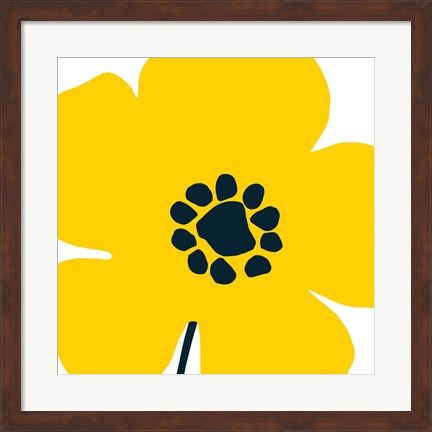 Framed Pop Art Floral I Yellow Print