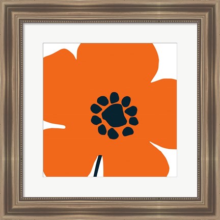 Framed Pop Art Floral I Orange Print