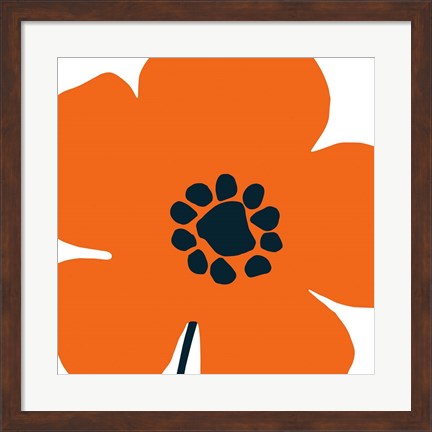 Framed Pop Art Floral I Orange Print