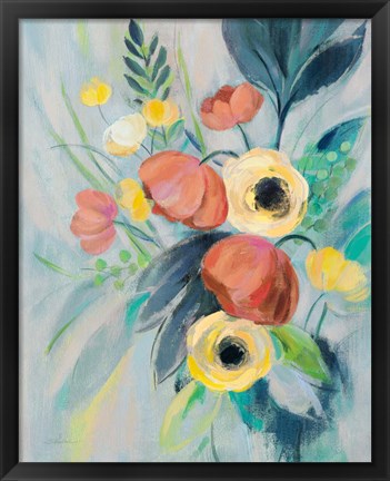 Framed Colorful Elegant Floral II Print