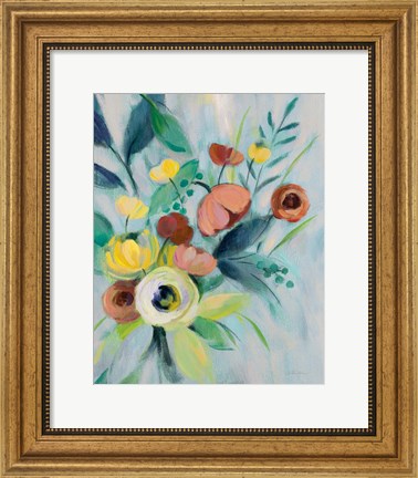 Framed Colorful Elegant Floral I Print