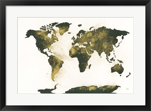 Framed World Map Gold Dust Print