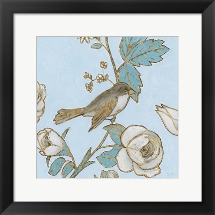 Framed Toile Birds I Print