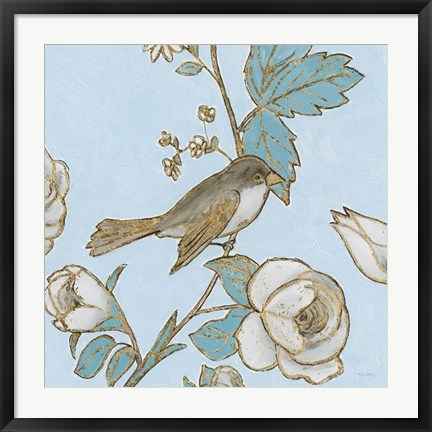 Framed Toile Birds I Print