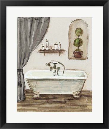 Framed Tuscan Bath I Greige Print