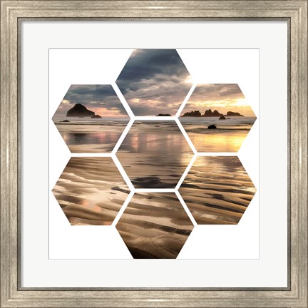 Framed Pacific Low Tide (hexagon) Print