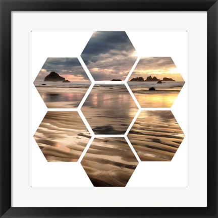 Framed Pacific Low Tide (hexagon) Print