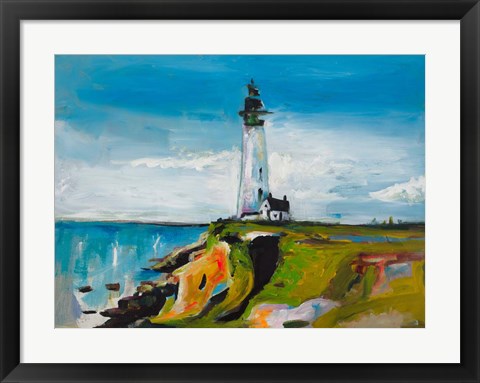 Framed Lighthouse on a Cliff Print