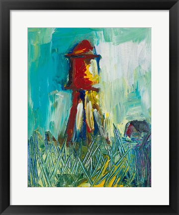 Framed Painted Water Tower Print