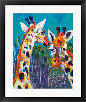 Framed Colorful Giraffes Print