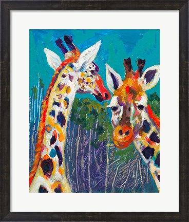 Framed Colorful Giraffes Print