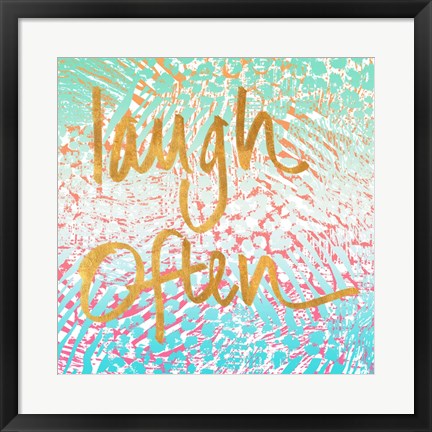 Framed Laugh Often Neon Print