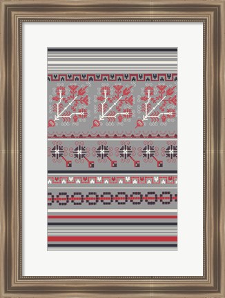 Framed Nordic Cross Stitch Gray Print