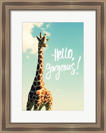 Framed Hello Gorgeous Giraffe Print