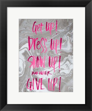 Framed Never Give Up Grey Marble Print