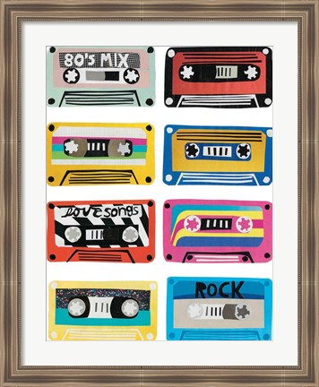 Framed Retro Mix Tapes Print