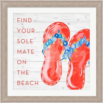 Framed Find Your Sole Mate on the Beach Print